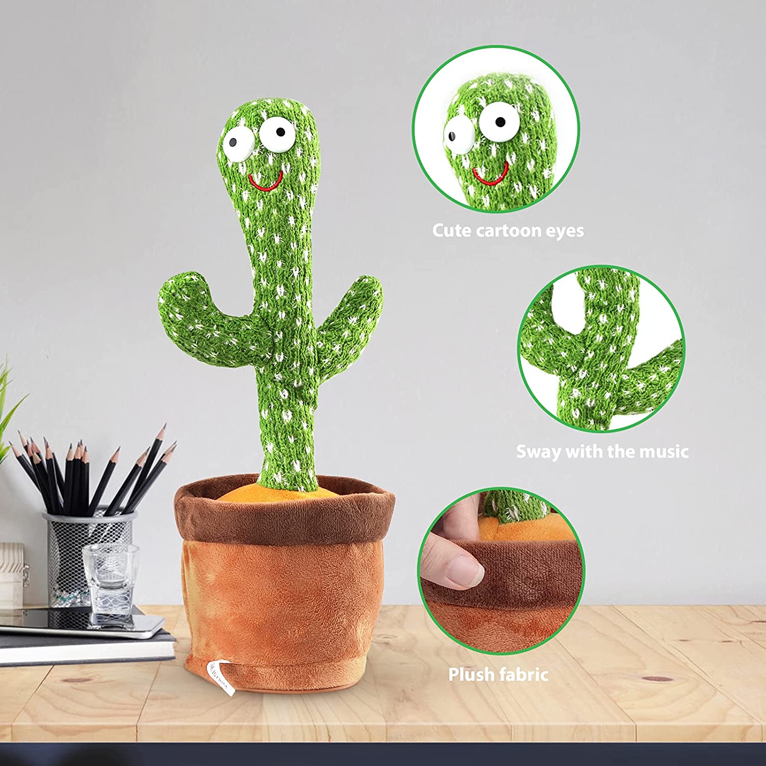 Dancing Cactus Toy – Talking Plush with Music & Lights