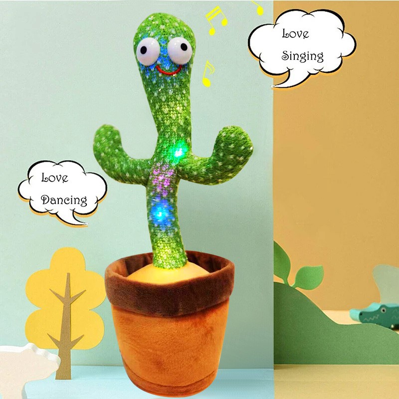 Dancing Cactus Toy – Talking Plush with Music & Lights