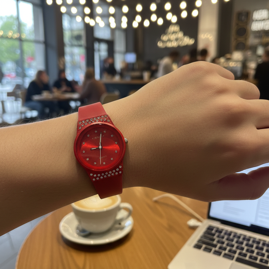 Ladies Stylish Brown Watch – Comfortable Rubber Strap