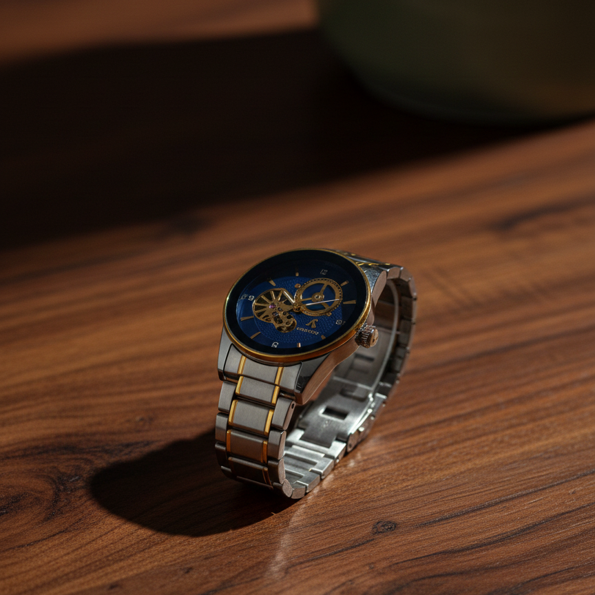 Skeleton Automatic Watch – Luxury Two-Tone Open Heart