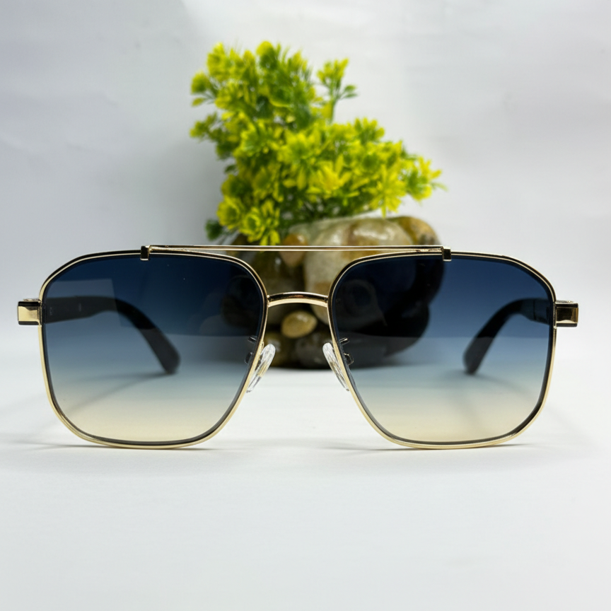 Luxury Square Black Gradient Sunglasses Unisex Style