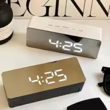Digital LED Mirror Alarm Clock – Time & Temperature