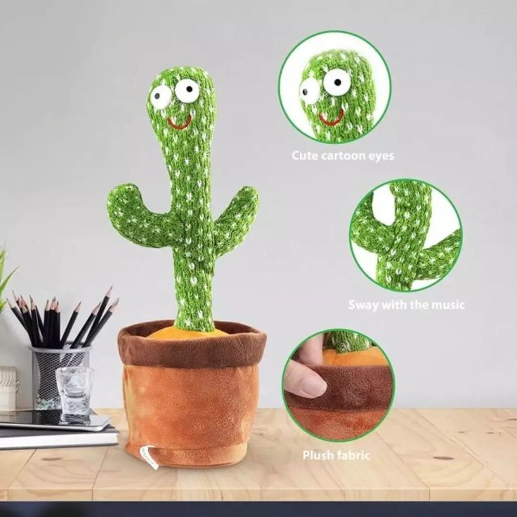 Dancing Cactus Toy – Talking Plush with Music & Lights
