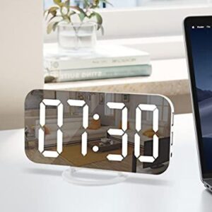 Digital LED Mirror Alarm Clock – Time & Temperature