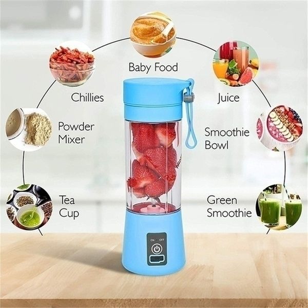 Portable Mini Juicer Blender – Rechargeable 6-Blade 380ml