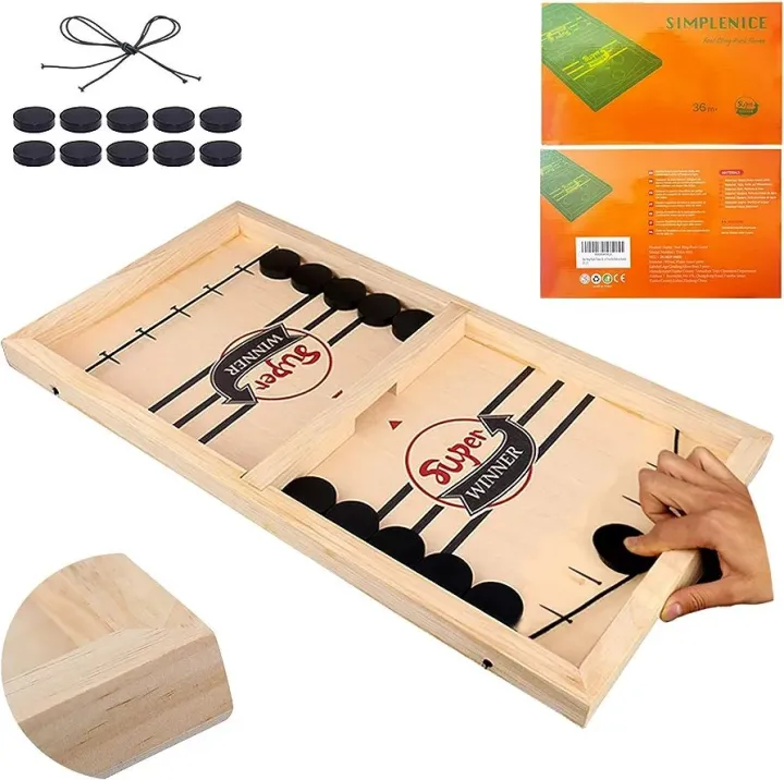 Sling Puck Board – Fast Wooden Hockey Game for Kids & Adults