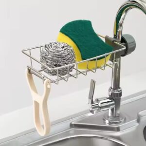 Stainless Steel Adjustable Kitchen Faucet Sponge Holder – Multifunctional Sink Storage Organizer