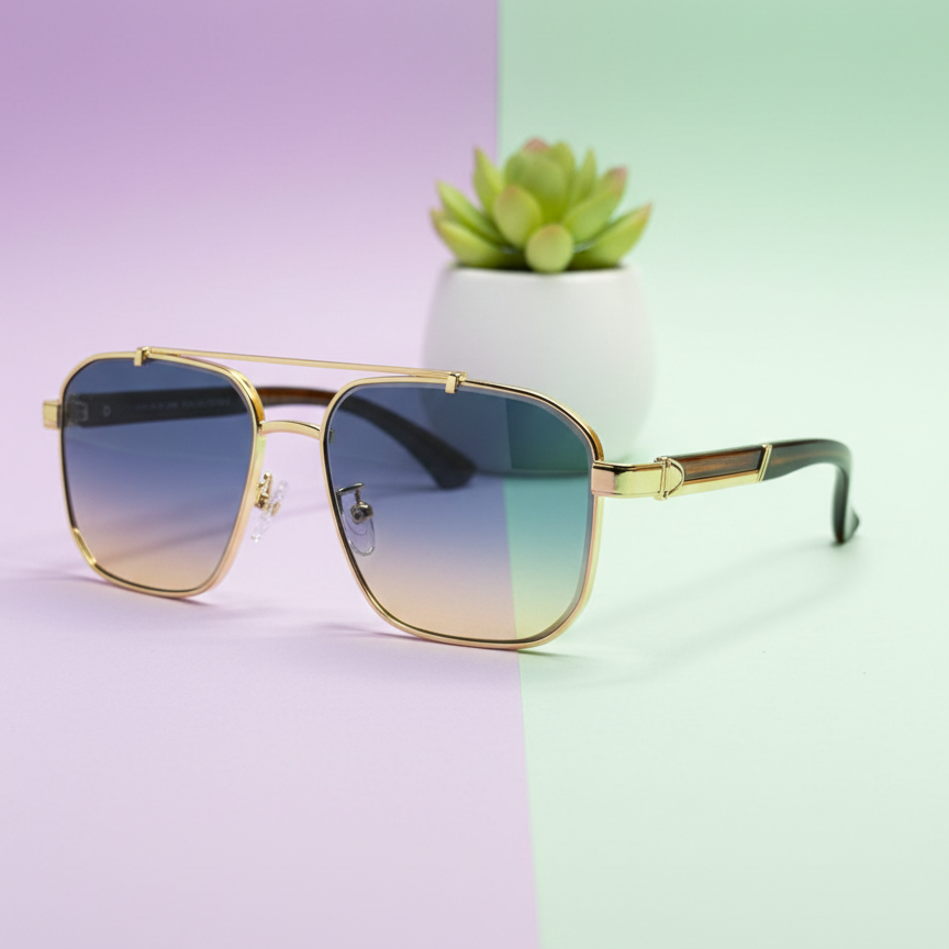 Luxury Square Black Gradient Sunglasses Unisex Style