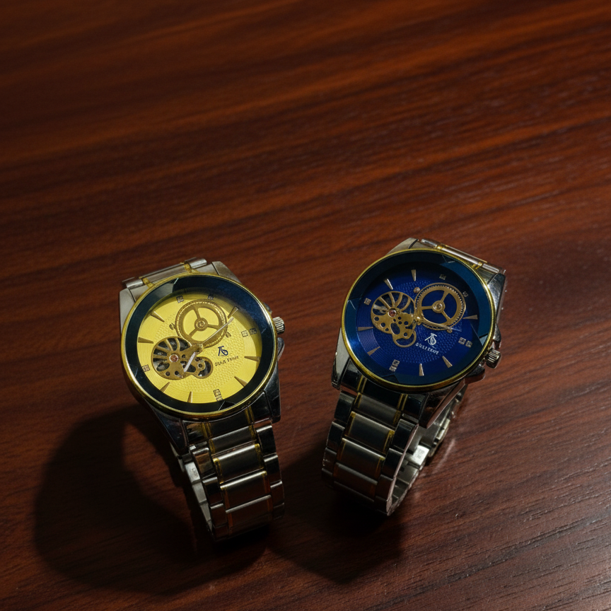 Skeleton Automatic Watch – Luxury Two-Tone Open Heart