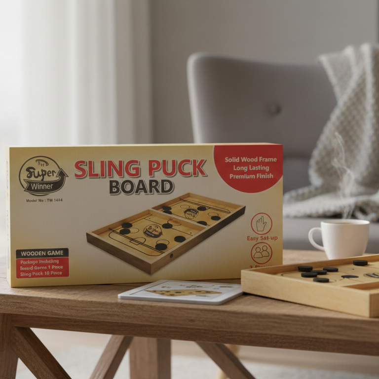 Sling Puck Board – Fast Wooden Hockey Game for Kids & Adults