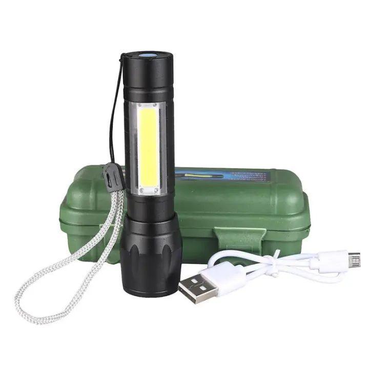 Portable LED Flashlight – Rechargeable Mini Torch with Side Light
