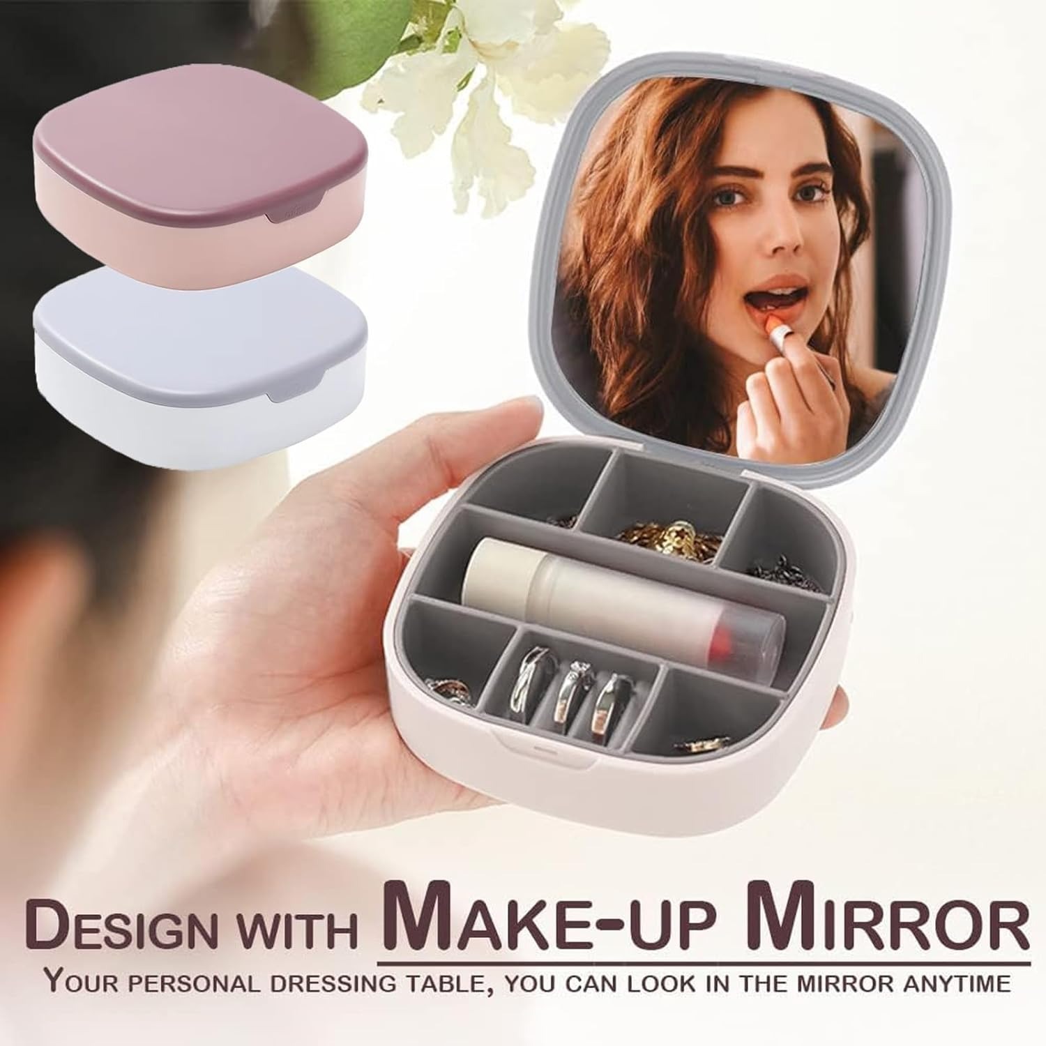 Portable Jewelry Box with Mirror – Compact Travel Case