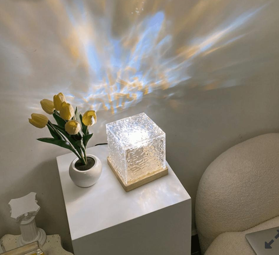 Dynamic Water Ripple Night Light – 12 Color Flame Crystal Lamp with Remote & USB Power