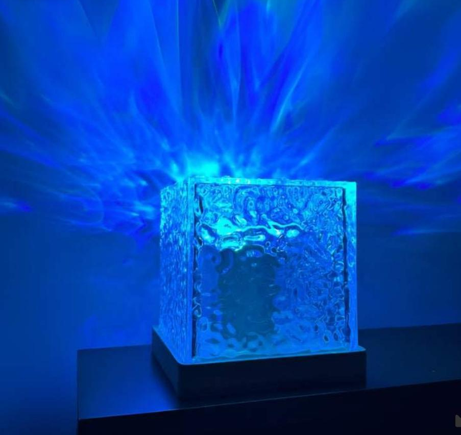 Dynamic Water Ripple Night Light – 12 Color Flame Crystal Lamp with Remote & USB Power