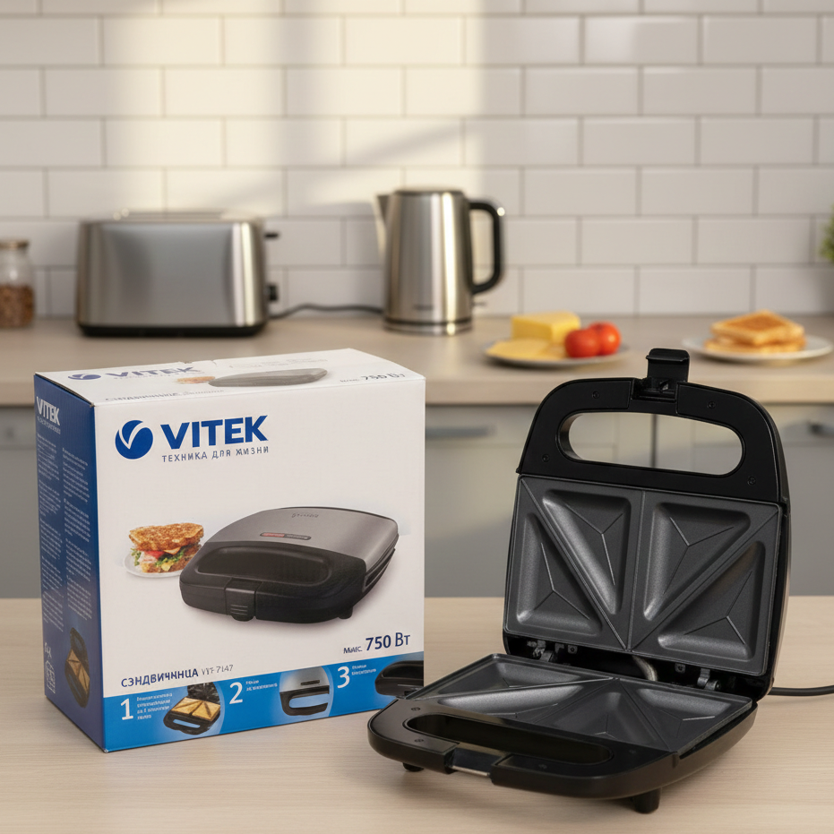 Sandwich Maker 750W – Fast Toast Non-Stick Grill VT-7147