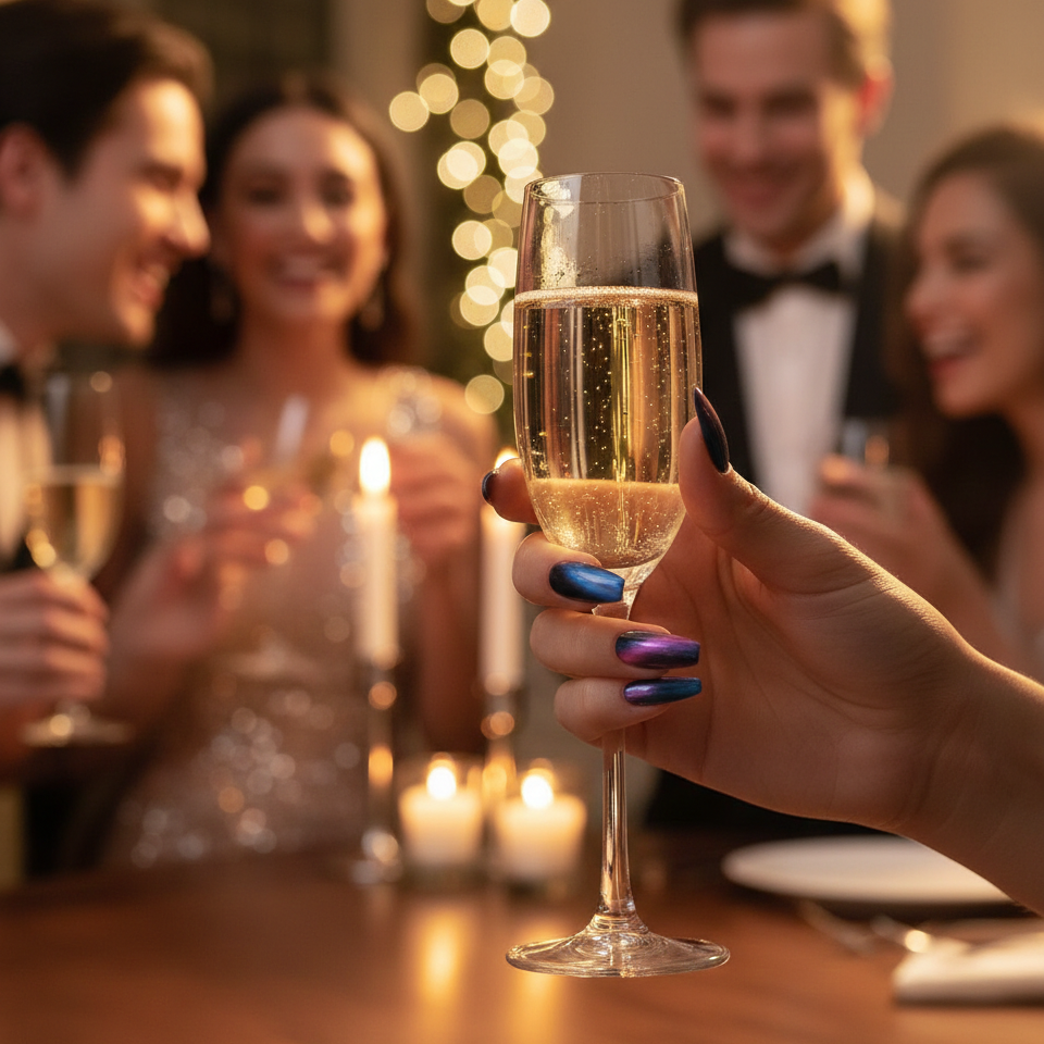 Press-On Artificial Nails – Salon Shine Manicure Set 24Pcs