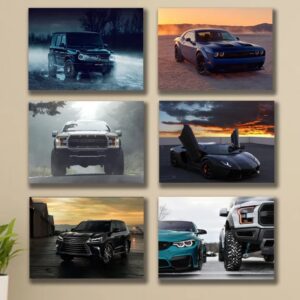 Luxury Car Wall Photo Tiles – 6-Piece Stick-On Decor Set