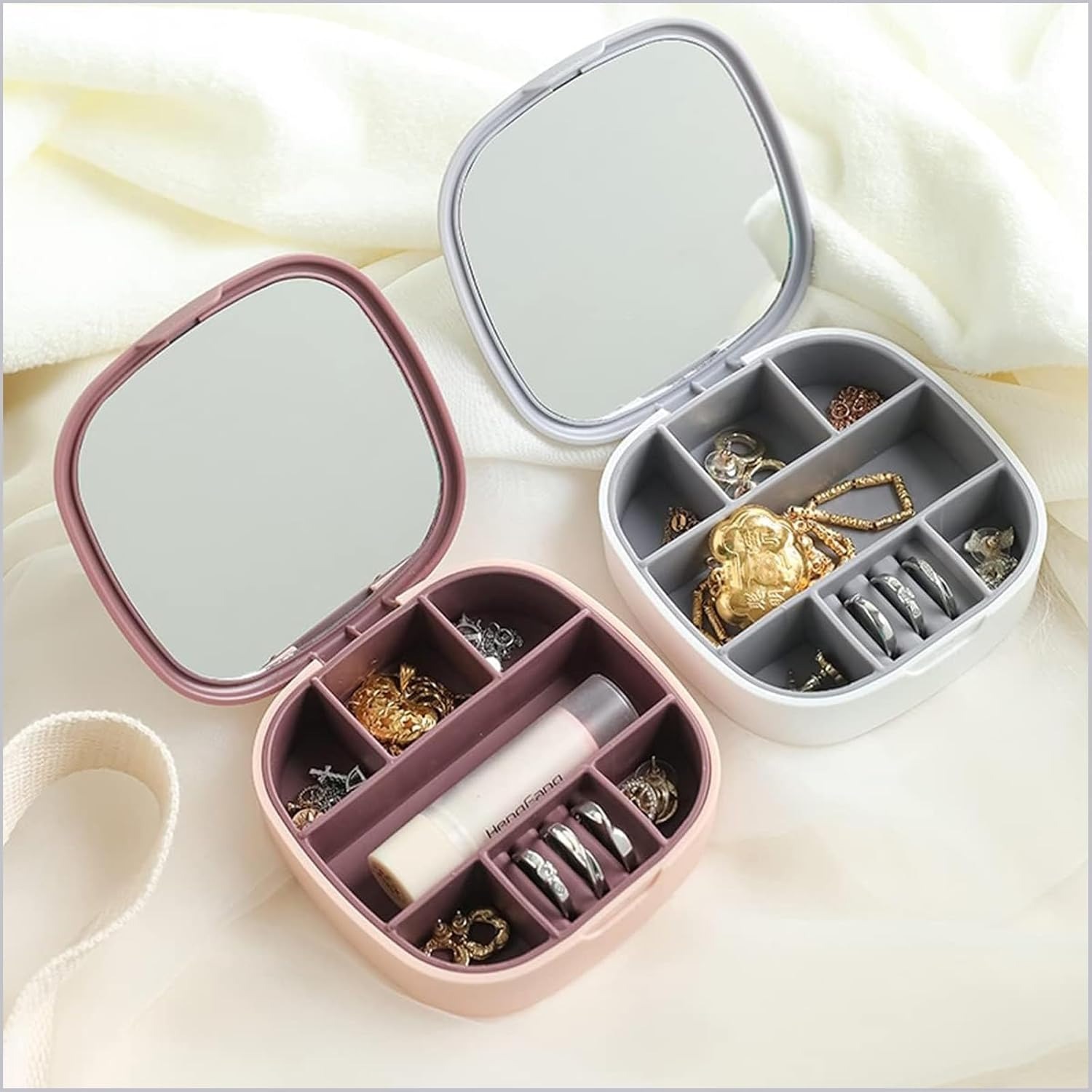 Portable Jewelry Box with Mirror – Compact Travel Case