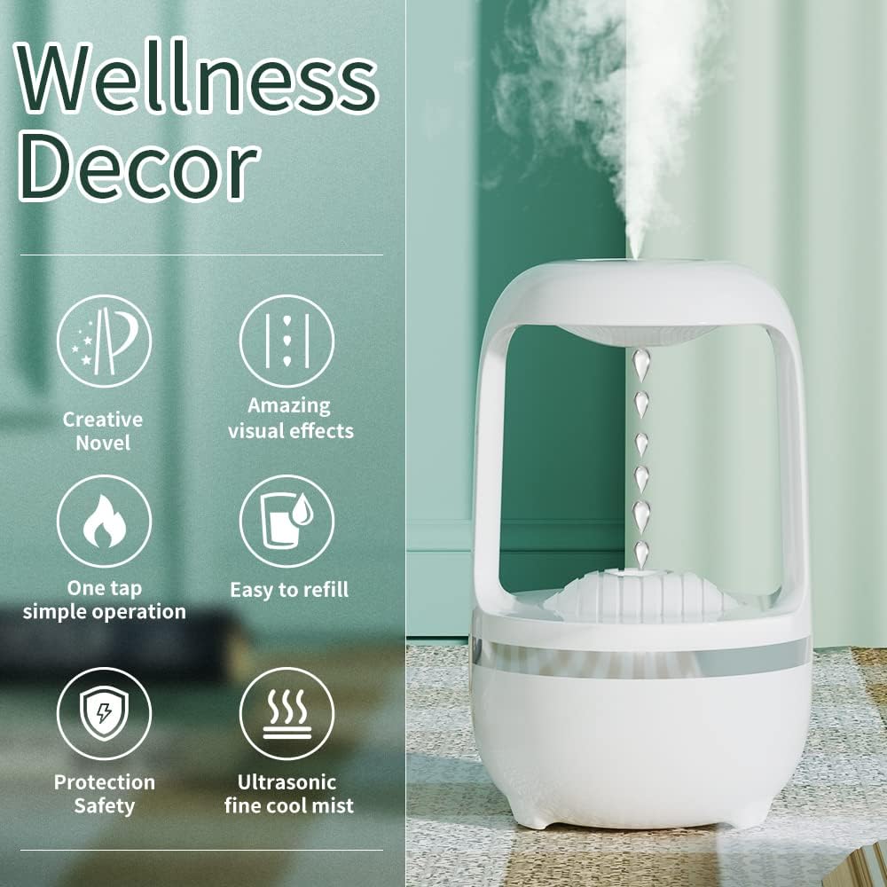 Cool Mist Humidifier for Bedroom – Cute Water Drops & Light Therapy