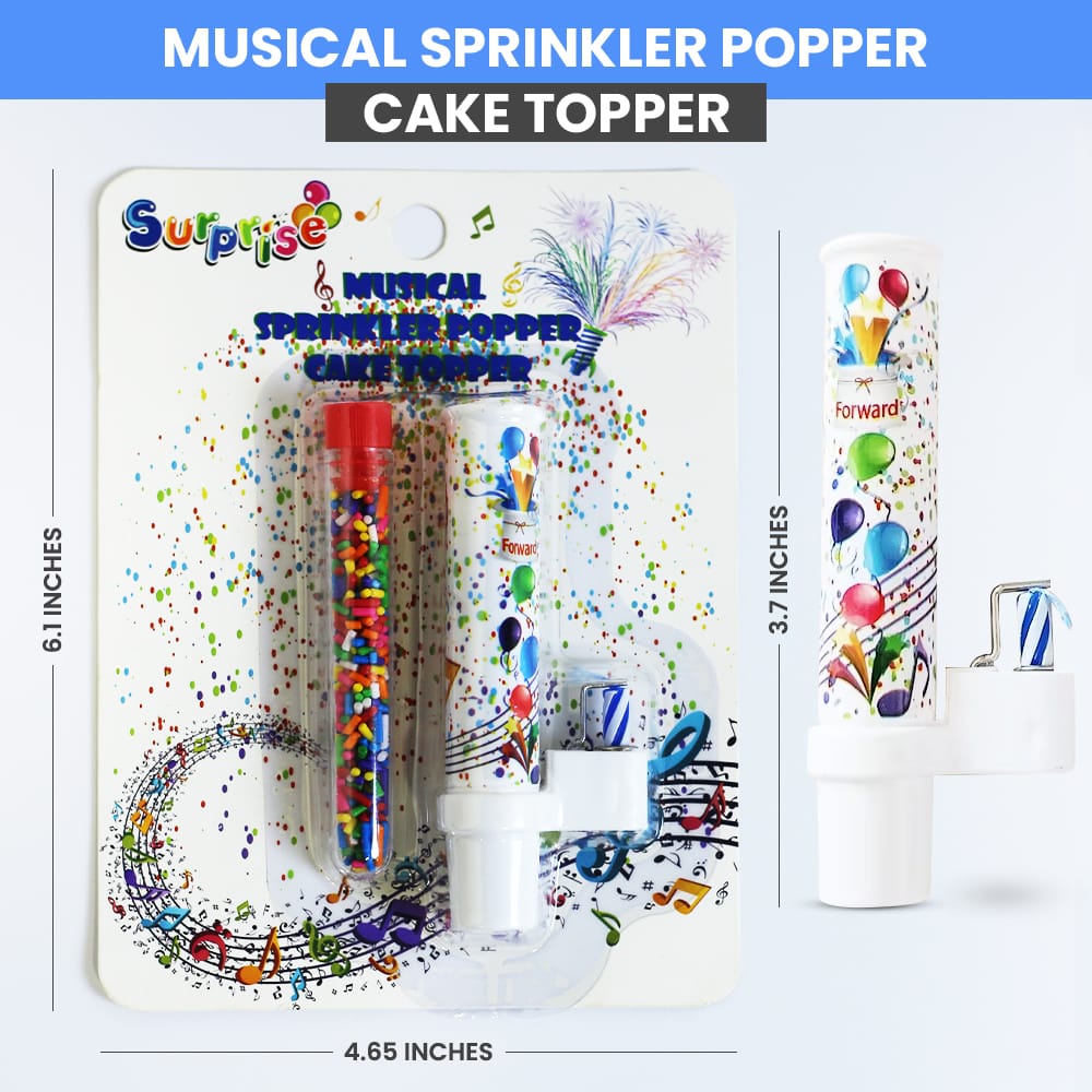 Musical Sprinkle Cake Topper – Surprise Pop Party Decor