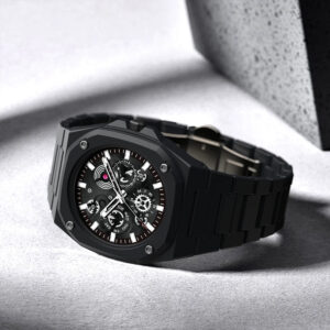 Black Stainless Steel Men’s Watch – Luxury Multi-Dial Design